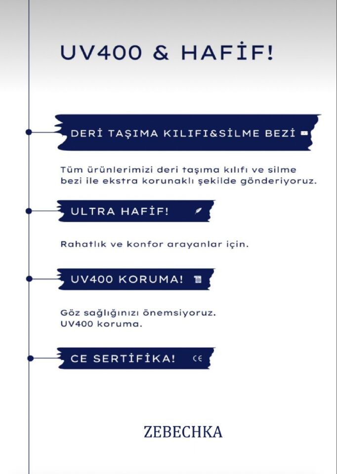 Zebechka ZEBECHKA 04 SİYAH Unisex Güneş Gözlük